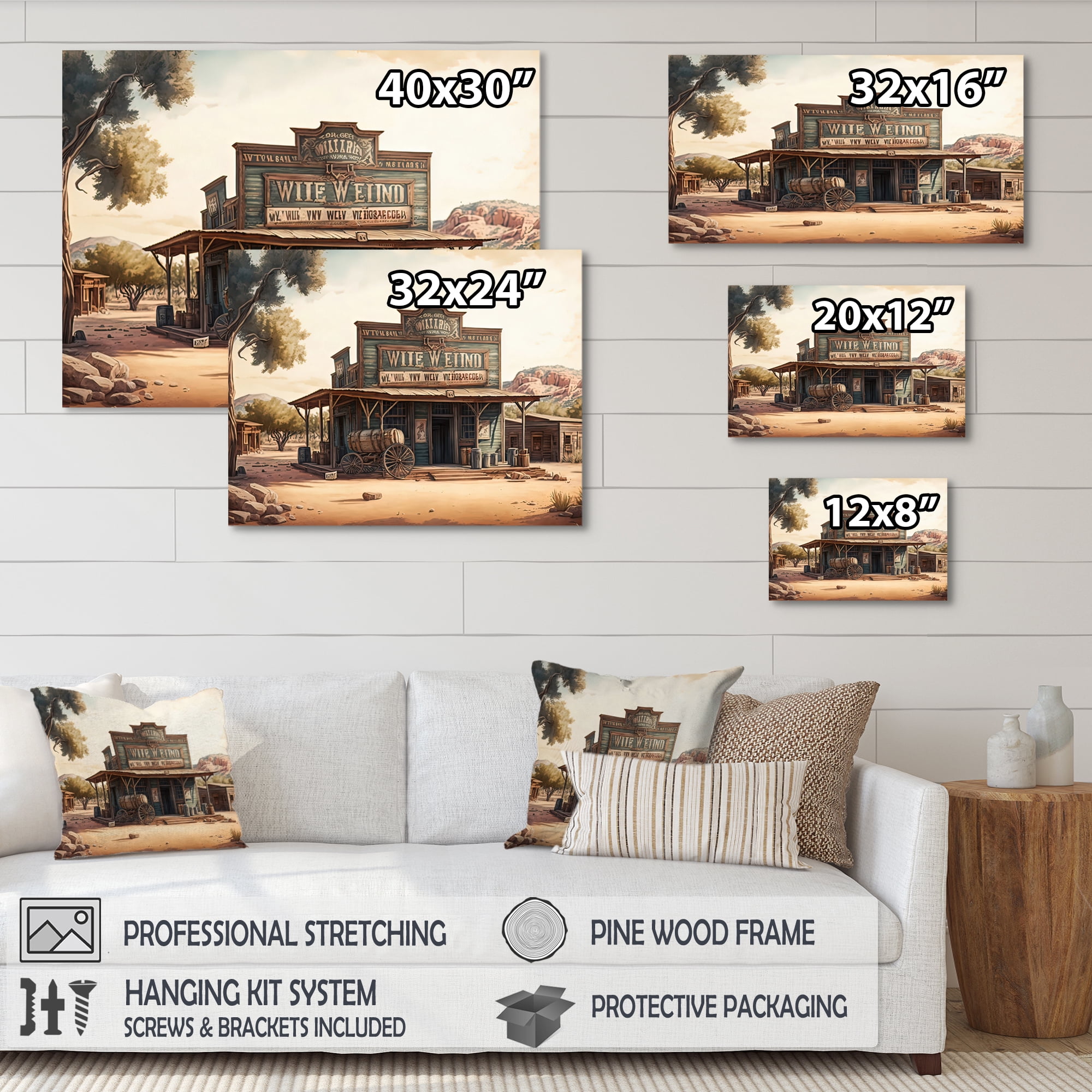 Designart Wild West Store Arizona Canvas Wall Art