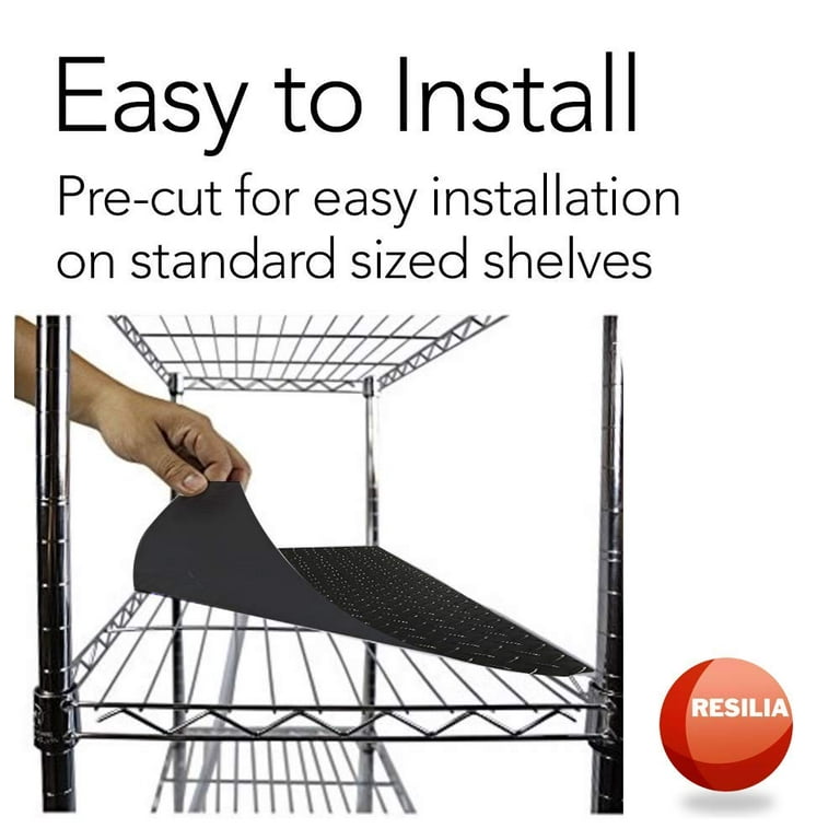 Resilia Shelf Liner Set for Wire Shelving Units 4 Pack, 24 Inches x 48 Inches, Black Vinyl, Anti-Slip, Heavy Duty, Made in The USA, Size: 24 x 48
