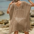 thumbnail image 4 of Cavosen Womens Swimsuit Cover up Crochet Knitted Hollow Out Dress Bikinis Swimsuit Cover Ups Short Sleeve Scoop Neck Sheer Scalloped Hem Swimwear Kaftan Plain Bathing Suit Kimono, 4 of 4
