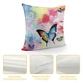thumbnail image 4 of Chilfamy Butterflies Flowers Rainbow Pillow Covers for Couch Sofa Indoor Outdoor Pillow Case Short Plush 1PC 24x24in, 4 of 5