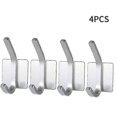 thumbnail image 1 of 4pcs Robe Towel Wall Hanger Coat Hooks Stainless Steel Rack Clothes Hat Hook Strong Adhesive Bathroom Hook(silver) - SNNGV, 1 of 4