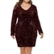 thumbnail image 1 of Vestido de lentejuelas de talla grande para mujer Cuello en V Fiesta Cóctel Sparkle Glitter Noche Elástico Mini vestidos ajustados Xemadio WRMH-223-11, 1 of 7