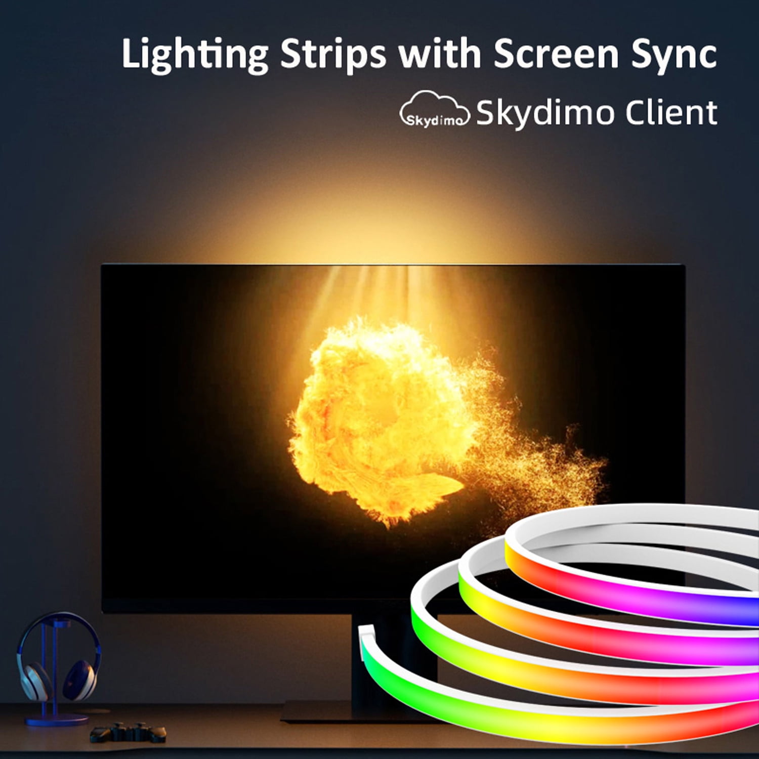 Skydimo 27Inch Sync RGB LED Strip, USB Computer Light for Gaming & Room Decor