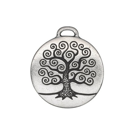 

Drop TierraCast antique silver-plated pewter (tin-based alloy) 23.5mm double-sided flat round with tree of life. Sold per pkg of 2.
