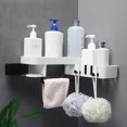 thumbnail image 2 of Matsuzay Estante de esquina para ducha, soporte para estante de ducha para champú y baño, estante de almacenamiento sin perforaciones para Juegos de accesorios de baño blanco negro, 2 of 6
