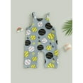 thumbnail image 4 of Bagilaanoe Toddler Baby Boys Girl Summer Jumpsuit Baseball Print Sleeveless Bodysuit 6M 9M 12M 24M 3T Kids Casual One Piece Romper, 4 of 7
