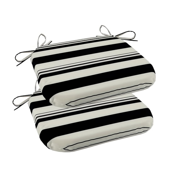 Outdoor/Indoor Chair Cushion - D-Shaped Chair Pads with Ties -with Foam Dining Chair Cushions