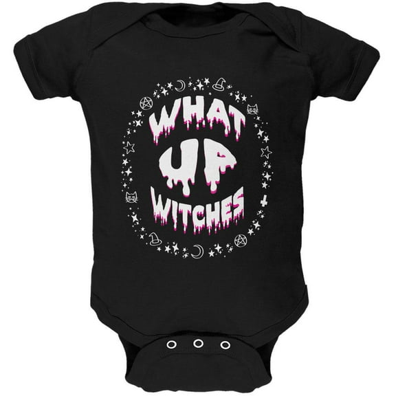 Halloween What Up Witches Witchy Elements Soft Baby One Piece Black 12 Month