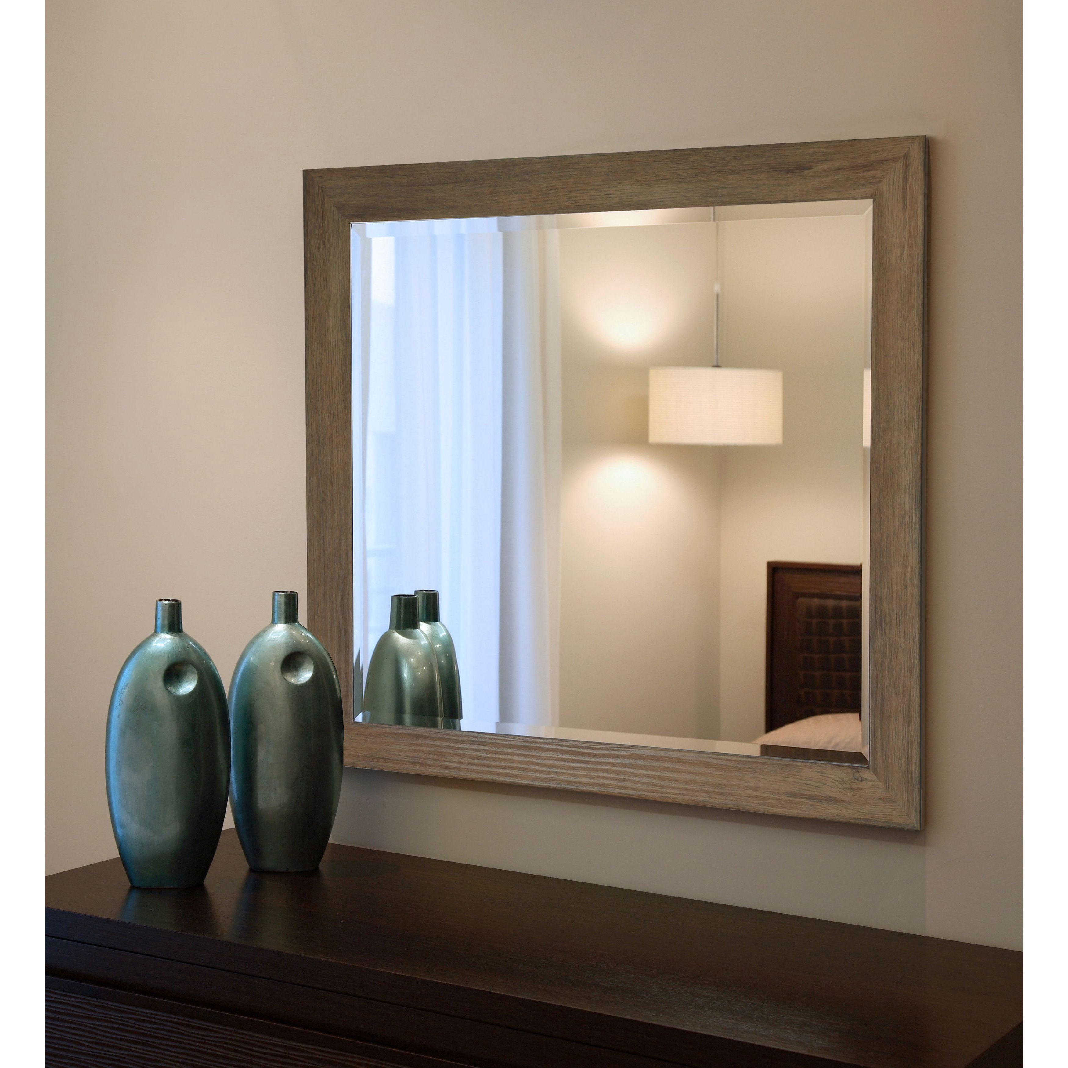 Rayne Mirrors American Made Barnwood Wall Mirror, 35.5" X 35.5"", Brown Finish