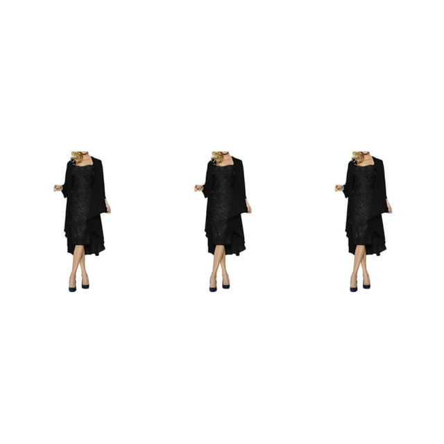 stanreset 1/2/3 Sequin Robe Deux Pièces Cardigan Dentelle Ensemble Attrayant Plage Prom Élasticité Lavable Douceur Multicolore Couleur Unie Noir / XL 3PCS