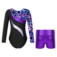 thumbnail image 2 of YONGHS Teens Kids Girls 2Pcs Dance Outfits Gymnastics Sport Leotard with Shorts Dancewear Unitard Neon Black 12, 2 of 7