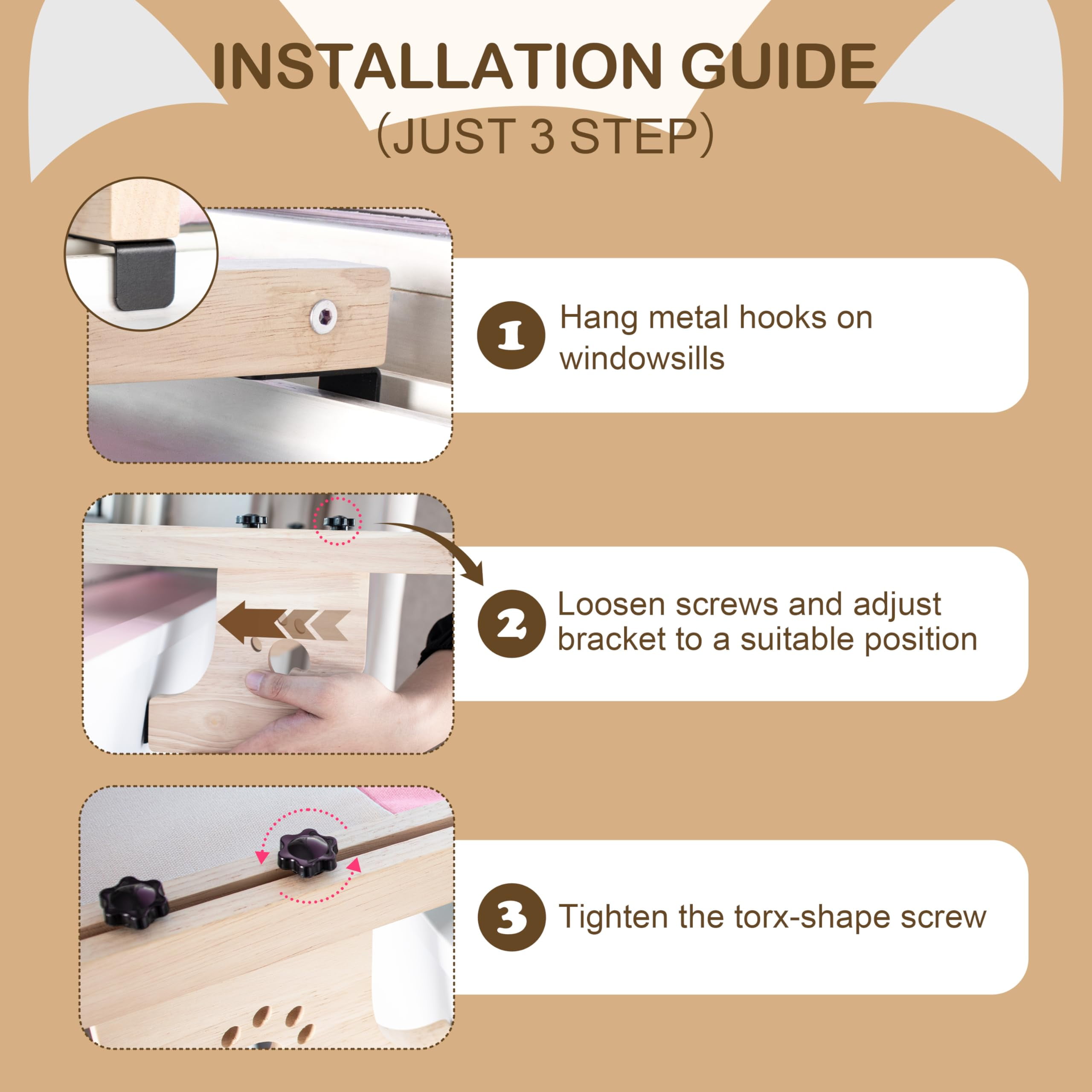 Cat Window Perch for Indoor, Cat Window Hammock Window Perch, Safety Cat Shelves Space Saving Window Mounted Cat Seat (Pink)