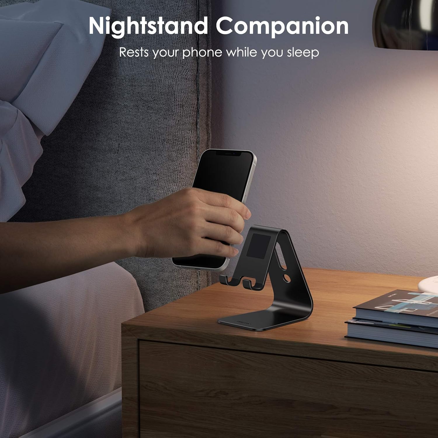 Upgraded Aluminum Cell Phone Stand for Desk, C1 Durable Cellphone Dock with Protective Pads, Smart Stand Designed for iPhone16, 15/14/13/12 Pro Max XR XS, iPad Mini, Android Phones,Rose Gold