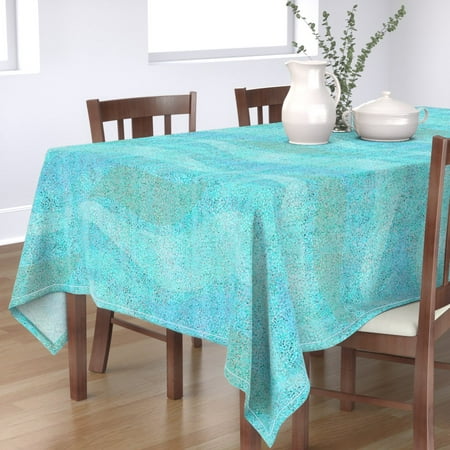 

Cotton Sateen Tablecloth 70 Square - Underwater Sand Turquoise Abstract Texture Aqua Blue Aloha Ocean Sea Beach Print Custom Table Linens by Spoonflower