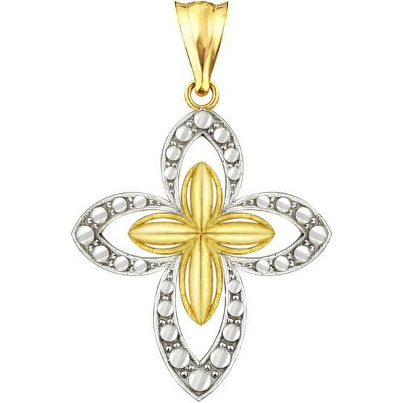 US GOLD Handcrafted 10kt Gold Diamond-Cut Cross Charm Pendant