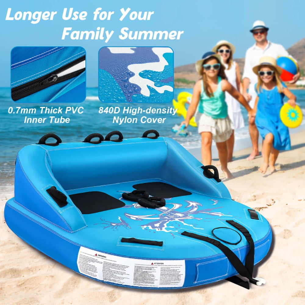 Resenkos 2 Person Water Sport Inflatable Towable Tubes for Boating-Blue