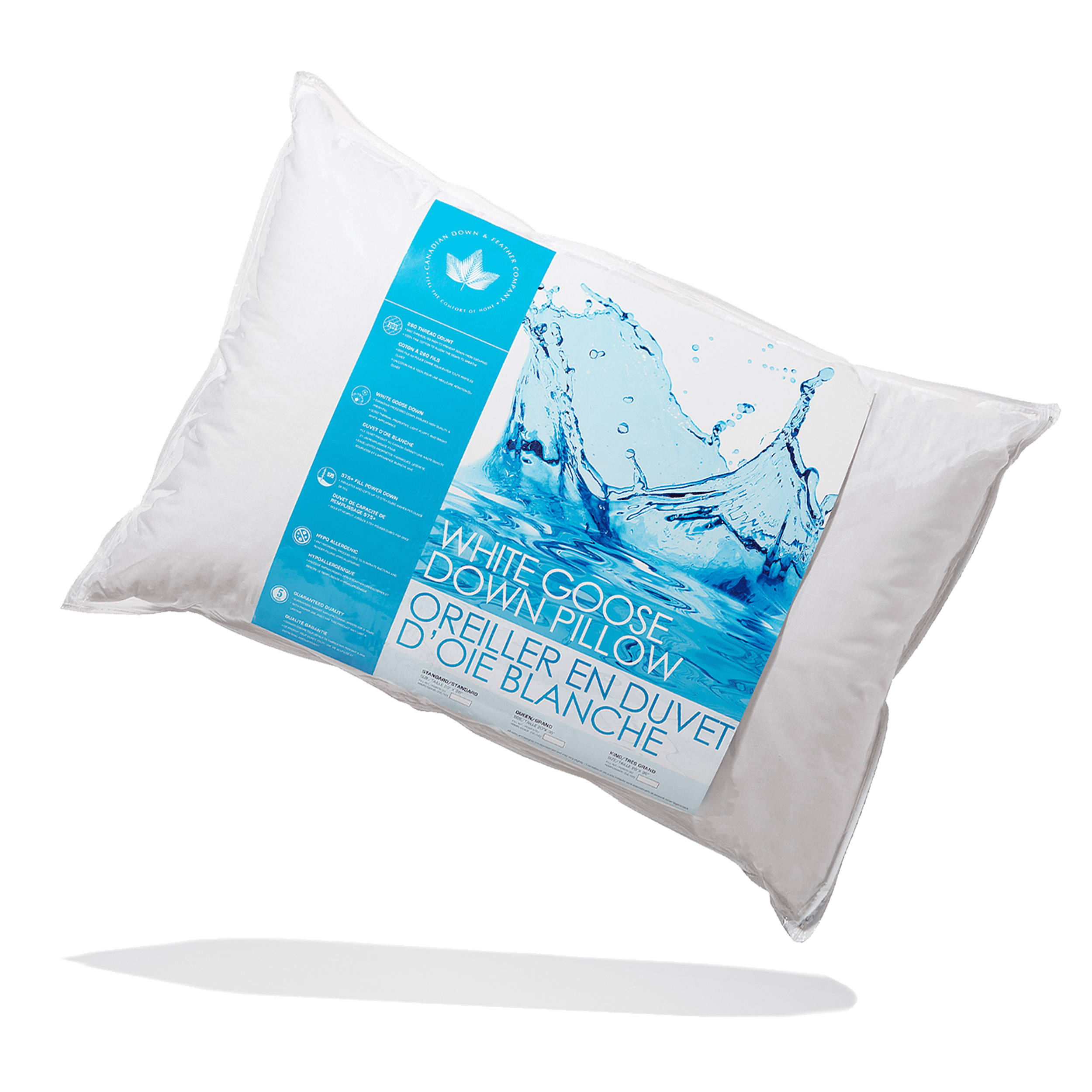 White Goose Down Pillow - Soft Support - Standard Size