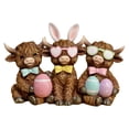 thumbnail image 2 of Highland Cow decor, Adorable Resin Figurine with Bunny Ears & Pastel Easter Eggs, Easter decorations for Home, Spring Home decor indoor, Shelf decorations for Living Spaces,, 2 of 9