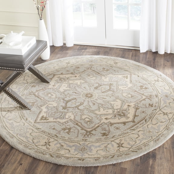 Safavieh Heritage Roland Oriental Wool Area Rug, Beige/Gray, 6' x 6' Round