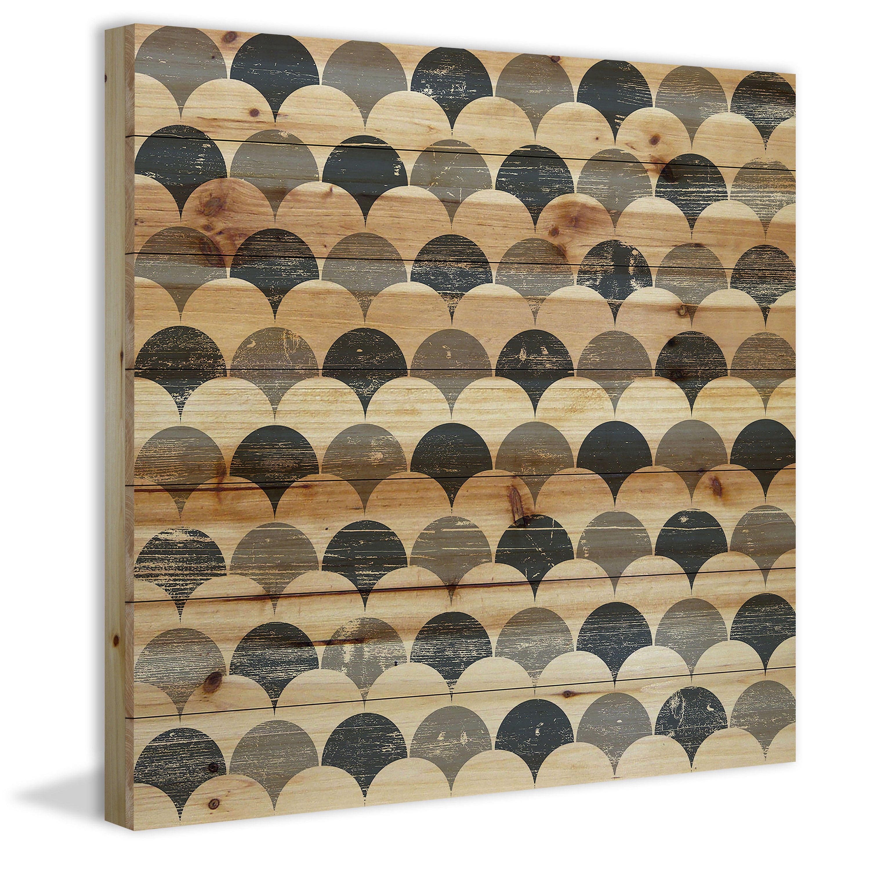 "Bubbles in Rows" Painting Print on Natural Pine Wood