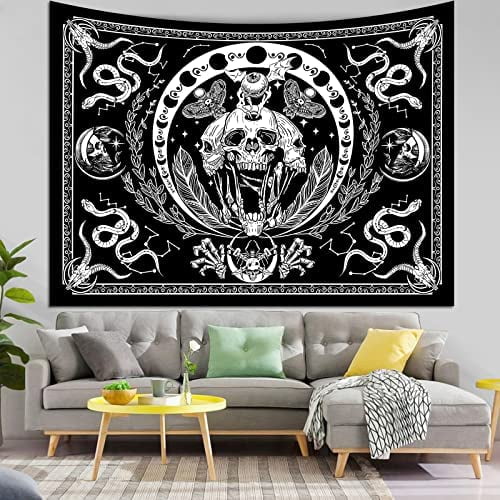 Black skeleton tapestry shop