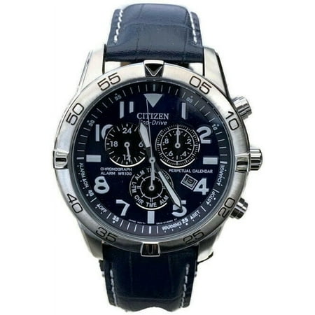 Citizen Eco Drive BL5470-22L Stainless Steel Chronograph Blue Dial Leather Band