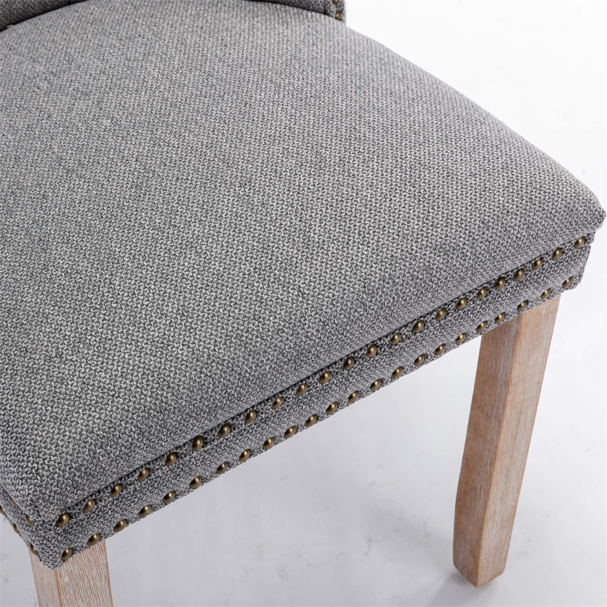Miniyam Dining Chair Set of 2, High-end Tufted Contemporary Flax Upholstered, Gray