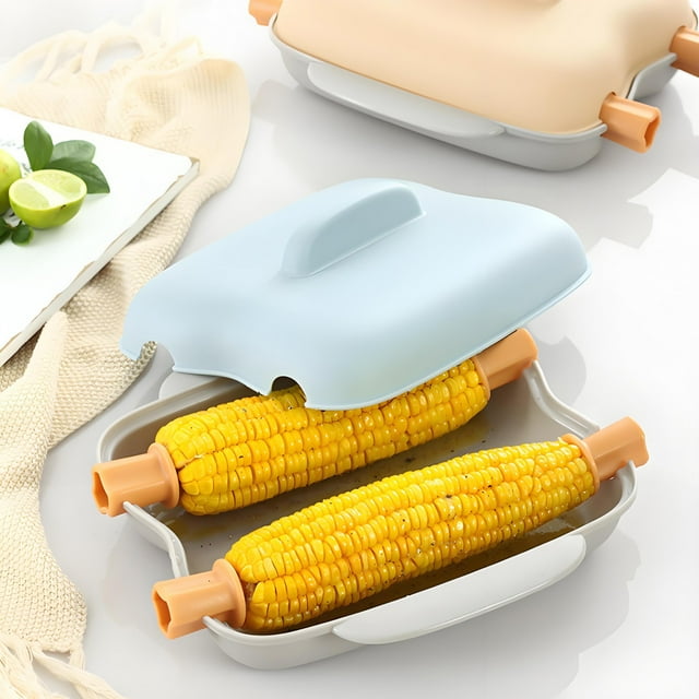 Xihbxyly Recipiente para Cocinar Maíz Al Vapor En Microondas, Diseño de Botón Roscado, Cocción Al Vapor Fácil y Rápida, Material Plástico Duradero, Uso Versátil para Verduras, Herramienta de Cocina E