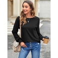thumbnail image 2 of Womens Tops Fall Fashion Dressy Casual Crewneck Blouses Cute Sleeve Shirts, 2 of 6