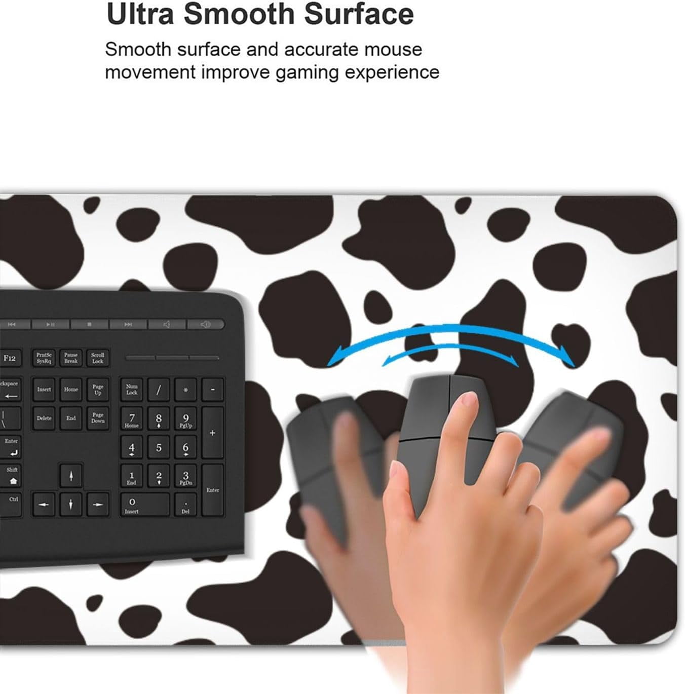 Gaming Mouse Pad Large Desk Mat,Desk Pad Extended Keyboard Pad,Anti-Slip Rubber Base Mouse Pad for Women Girls Work,Game,Office,Home 35.4"X15.7",Cow Print