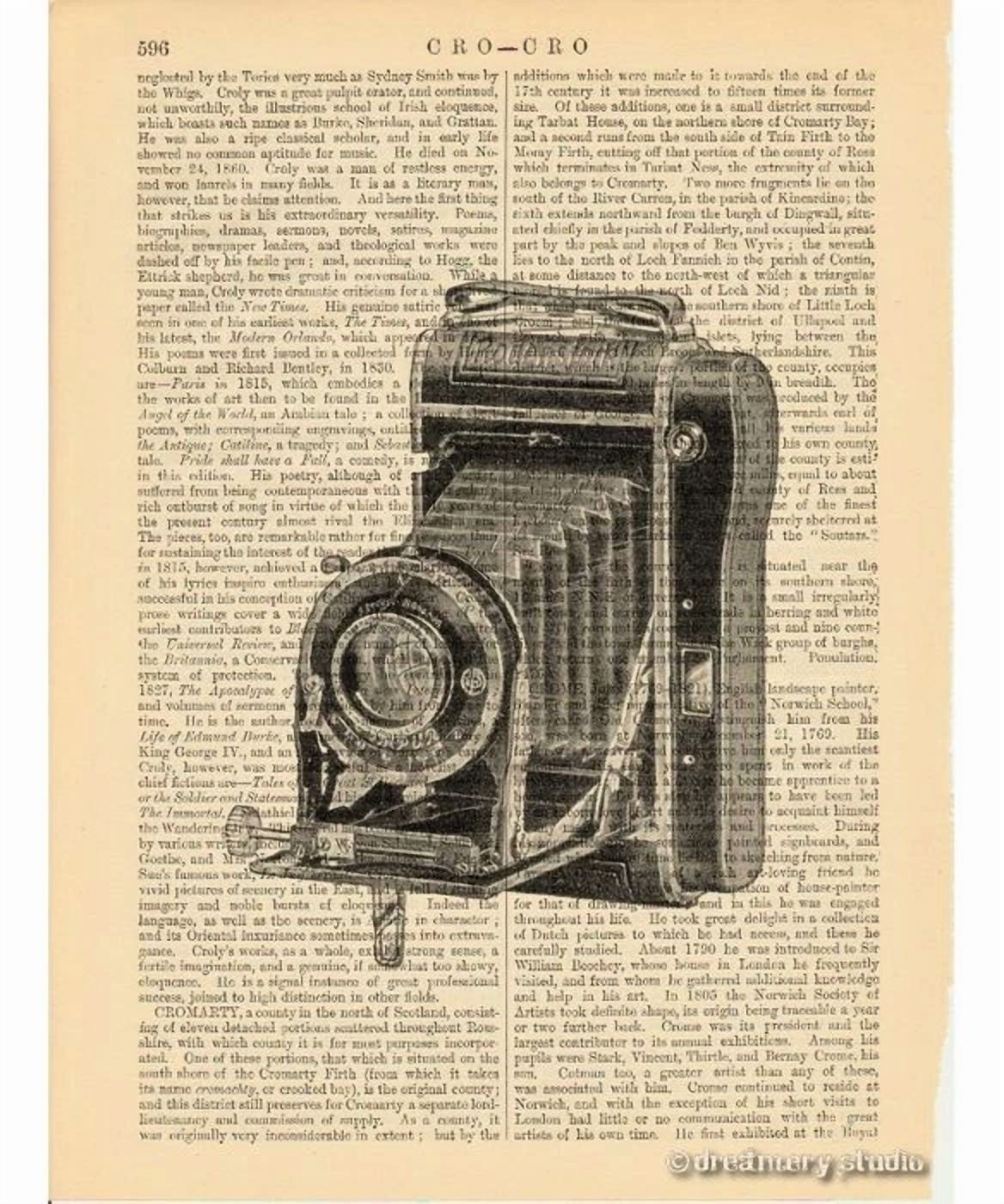 BUTTERFLY- Vest Pocket Folding Camera #1 Art Print On Vintage Book Page Home Office Decor