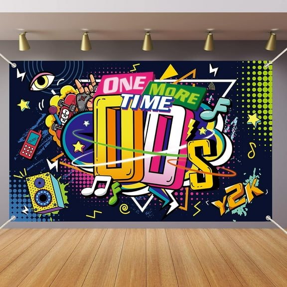 6x4FT Early 2000s Theme Backdrop Hip Hop Graffiti Back to 00's Party Banner Background Wall Table Decorations Photo Booth Props