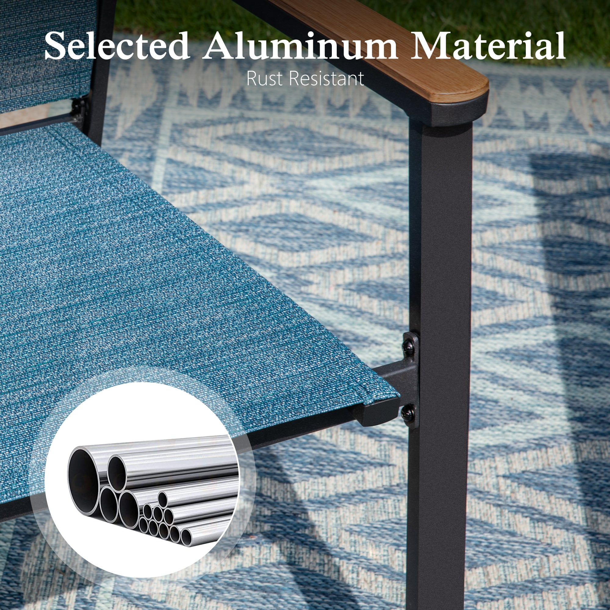 Sophia&William 5-Piece Outdoor Patio Dining Set Aluminum Stackable Chairs &Metal Table Furniture Set, Blue