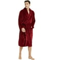 thumbnail image 6 of U2SKIIN Mens Fleece Robe, Soft Warm Long Plush Shawl Collar Fleece Bathrobe(Dark Red, L-XL), 6 of 6