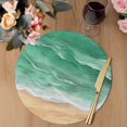 thumbnail image 3 of Green Coastal Beach Round 13 Inch Placemats Set of 6, Summer Nautical Ocean Beige Seaside HeatResistant Non Slip Place Mats for Dining Table, Wipeable Braided Kitchen Table Mats for Housewarming, 3 of 9