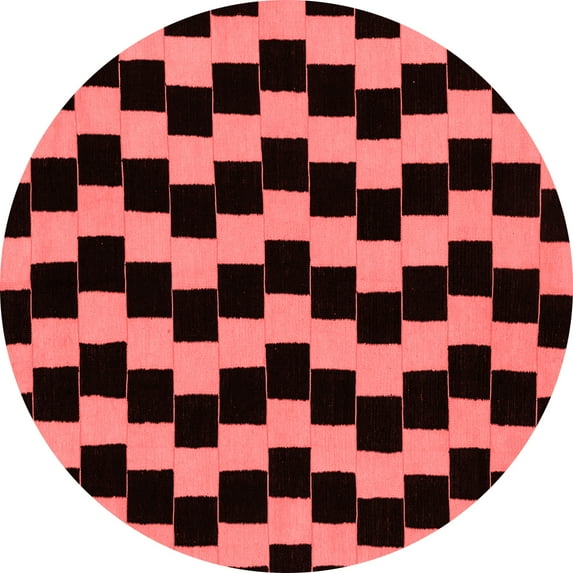 Ahgly Company Machine Washable Indoor Round Abstract Red Modern Area Rugs, 8' Round