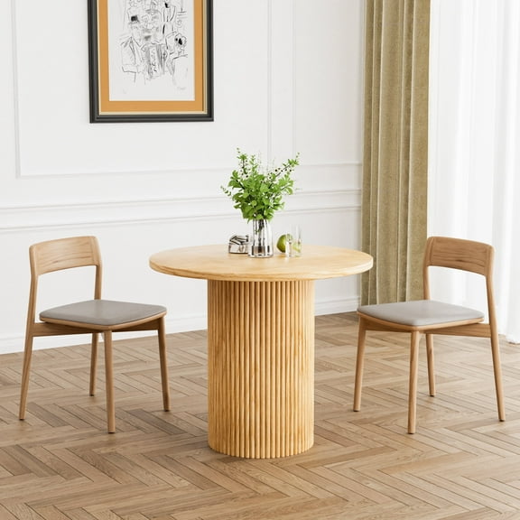 WIILAYOK 35.4" Modern Round Dining Table, Wood Kitchen Table for 2 to 3, Pedestal Circle Dining Table for Cafe, Kitchen, Dining Room