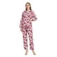 thumbnail image 3 of GLOBAL Conjuntos de Pijamas de Algodón para Mujer, Ropa de Dormir de Manga Larga con Botones, Ropa de Dormir Cómoda, Conjunto de Pijama Suave, Flor Roja Rosa M, 3 of 6