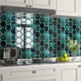 thumbnail image 1 of Decotalk Peel and Stick Backsplash Green Hexagon Backsplash Kitchen Backsplash Tiles Adhesive 30x30 cm, 3 PCS, Back Splash Tiles Stick on Backsplash Tiles for Kitchen Wall Backsplash Green, 1 of 6