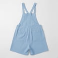 thumbnail image 6 of Jinhomg Linen Rompers for Women Adjustable Strap Summer Loose Bib Overalls Sleeveless Casual Shorts Jumpsuit with Pockets Light Blue M, 6 of 10