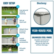 Bestway Hydrium 15 x 48 Steel Side Wall Above Ground Pool w/ Sand Pump & Accessories