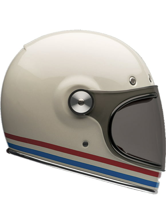 Bell Helmets Bullit Heritage Collection Stripes Helmet (Medium, Gloss Pearl White/Oxblood/Blue)