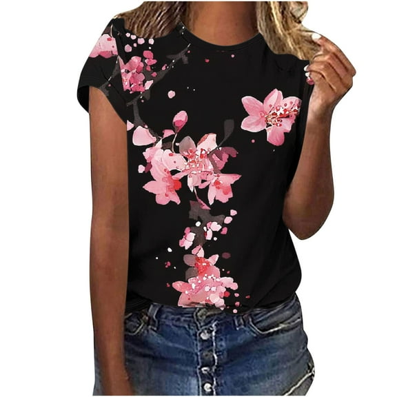 Womens T Shirts Casual Multi Pack Tee Shirts Womens Graphic Womens Summer Tops Dressy Casual Short Sleeve Button Up Shirts for Women Print