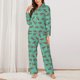 thumbnail image 2 of Fotbe Cartoon Lobsters 4 Conjunto de Pijama de Manga Larga para Mujer con Estampado, Ropa de Dormir de 2 Piezas, Conjunto de Casa Suave y Cómodo con Bolsillos-Large, 2 of 7