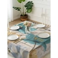 thumbnail image 3 of Watercolor Flowers Suqare Tablecloth - 54 x 54 Inch, Vintage Tulips Floral Barn Doors Wood Grain Waterproof & StainResistant Tablecloth, Washable Oil-proof Table Cover for Dining/Party/Wedding/Buffet, 3 of 9