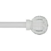Mainstays 1/2" Adjustable Single Curtain Rod, 28"-48", White Acrylic Ball
