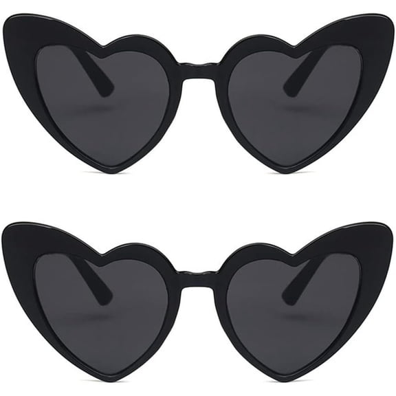2 Pack Heart Shape Sunglasses,Colorful Trendy Sunglasses Eye Glasses for Party Favor or Daily Use
