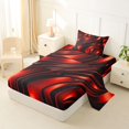 thumbnail image 2 of Castle Fairy 3D Metallic Red Wave Twin Sheets 3pcs,Glossy Curved Modern Abstract Bedding,Scarlet Black,1 Fitted Sheet,1 Flat Sheet and 1 Pillowcase, 2 of 6