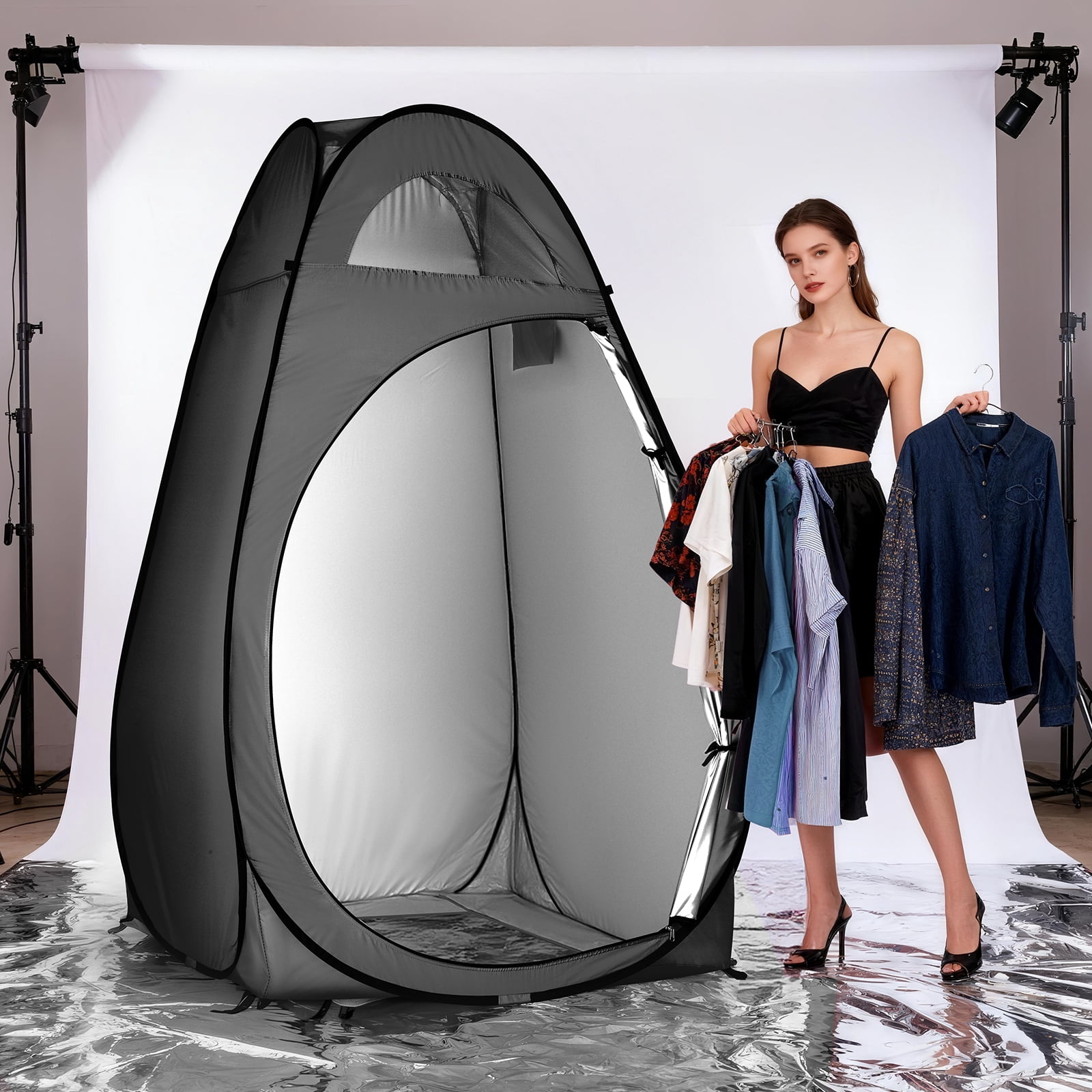 Ktaxon Camping Shower Tent, Portable Pop Up Changing Tent, Waterproof Dressing Room Privacy Tent for Camping Beach, Black