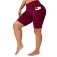 thumbnail image 2 of Domuza Women's Biker Shorts with Pockets Plus Size High Waist Workout Yoga Spandex Athletic Bicycle Leggings Shorts for Running Wine 4XL, 2 of 4
